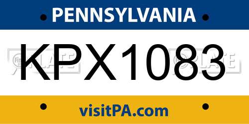 KPX1083 Pennsylvania License Plate