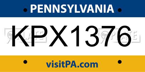 KPX1376 Pennsylvania License Plate