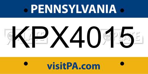 KPX4015 Pennsylvania License Plate