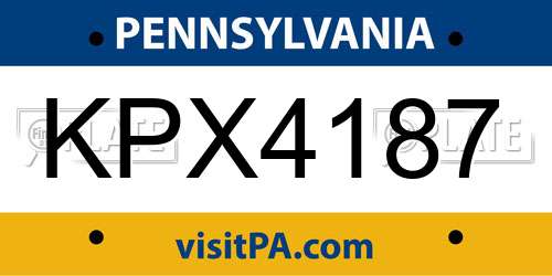 KPX4187 Pennsylvania License Plate