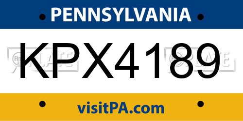 KPX4189 Pennsylvania License Plate