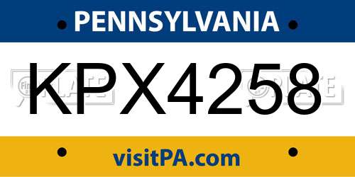 KPX4258 Pennsylvania License Plate
