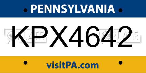 KPX4642 Pennsylvania License Plate