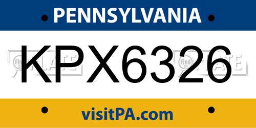 KPX6326 Pennsylvania License Plate