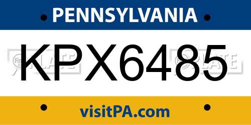 KPX6485 Pennsylvania License Plate