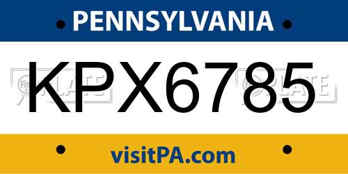 KPX6785 Pennsylvania License Plate