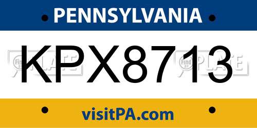 KPX8713 Pennsylvania License Plate