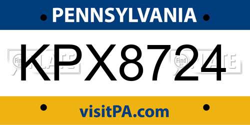 KPX8724 Pennsylvania License Plate