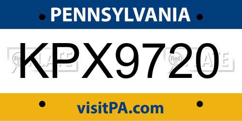 KPX9720 Pennsylvania License Plate