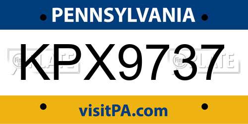 KPX9737 Pennsylvania License Plate