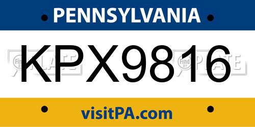 KPX9816 Pennsylvania License Plate