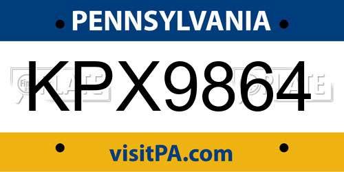 KPX9864 Pennsylvania License Plate