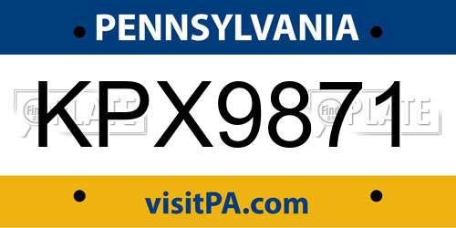 KPX9871 Pennsylvania License Plate