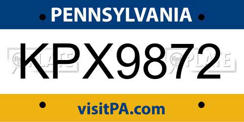 KPX9872 Pennsylvania License Plate