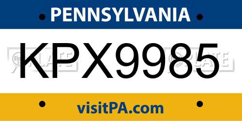 KPX9985 Pennsylvania License Plate