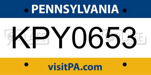 KPY0653 Pennsylvania License Plate