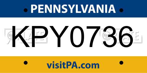 KPY0736 Pennsylvania License Plate