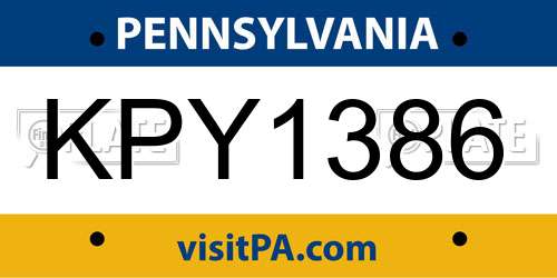 KPY1386 Pennsylvania License Plate