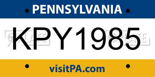 KPY1985 Pennsylvania License Plate
