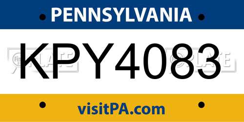 KPY4083 Pennsylvania License Plate