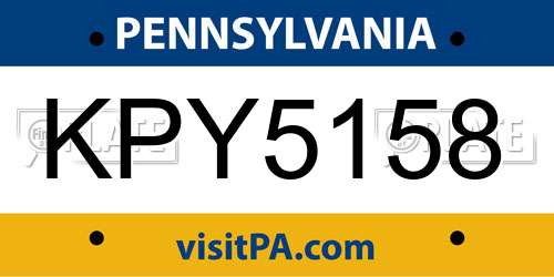 KPY5158 Pennsylvania License Plate