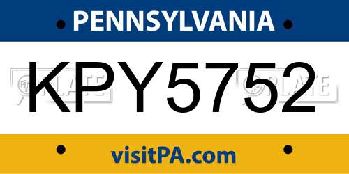 KPY5752 Pennsylvania License Plate