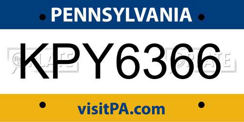 KPY6366 Pennsylvania License Plate