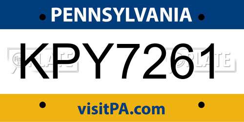 KPY7261 Pennsylvania License Plate