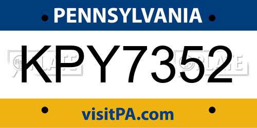 KPY7352 Pennsylvania License Plate