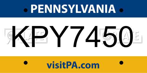 KPY7450 Pennsylvania License Plate