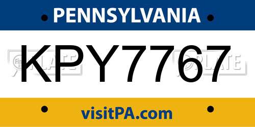 KPY7767 Pennsylvania License Plate