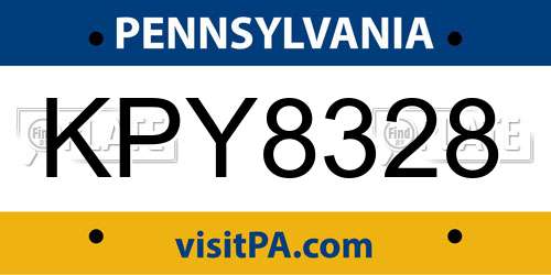 KPY8328 Pennsylvania License Plate