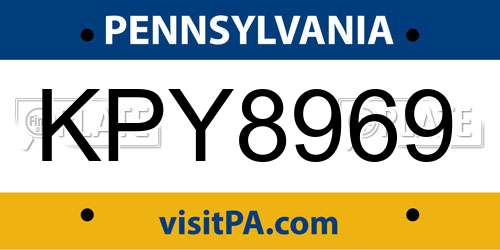 KPY8969 Pennsylvania License Plate