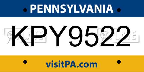 KPY9522 Pennsylvania License Plate