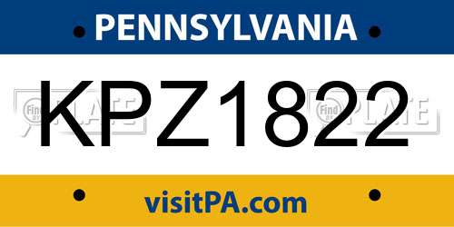 KPZ1822 Pennsylvania License Plate