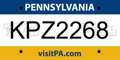 KPZ2268 Pennsylvania License Plate
