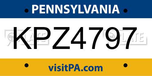 KPZ4797 Pennsylvania License Plate