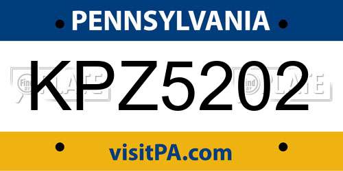 KPZ5202 Pennsylvania License Plate