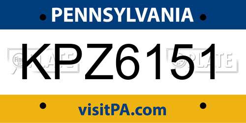 KPZ6151 Pennsylvania License Plate