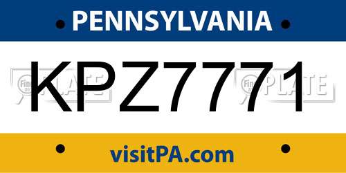 KPZ7771 Pennsylvania License Plate