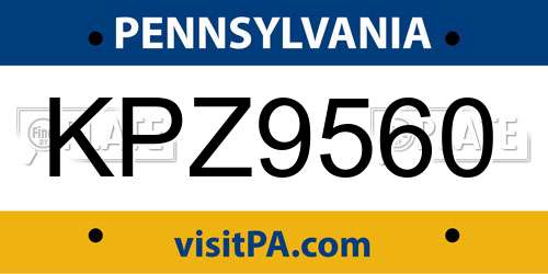 KPZ9560 Pennsylvania License Plate