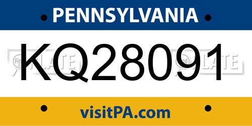 KQ28091 Pennsylvania License Plate