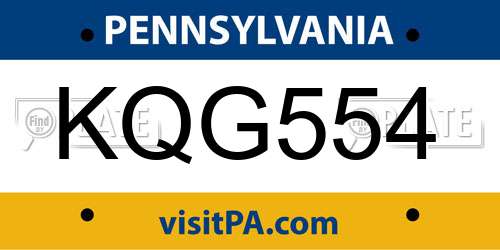 KQG554 Pennsylvania License Plate