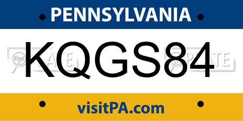 KQGS84 Pennsylvania License Plate