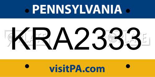 KRA2333 Pennsylvania License Plate