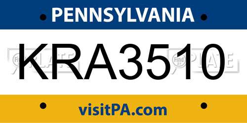KRA3510 Pennsylvania License Plate