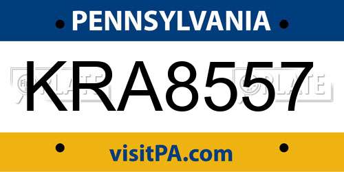 KRA8557 Pennsylvania License Plate