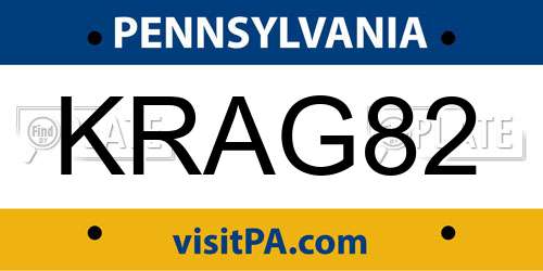 KRAG82 Pennsylvania License Plate