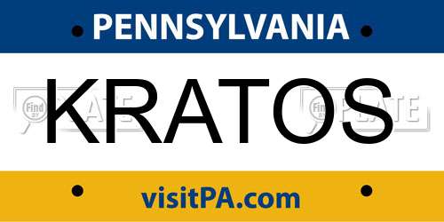 KRATOS Pennsylvania License Plate