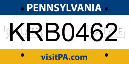KRB0462 Pennsylvania License Plate